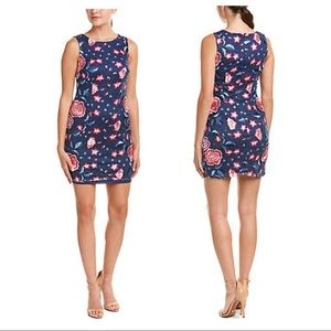💋Aidan Mattox Navy Embroidered Floral Sheath Sz 0